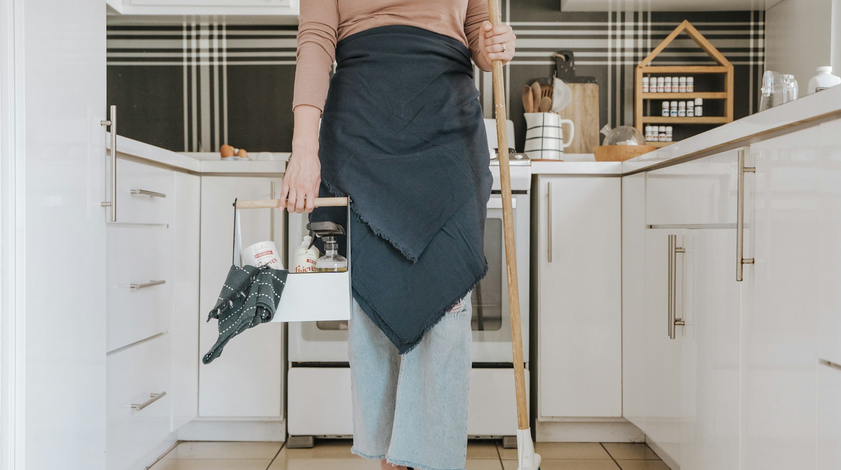 A domestic worker at work in the kitchen